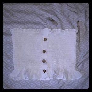 🌡White ruffle Tube Top